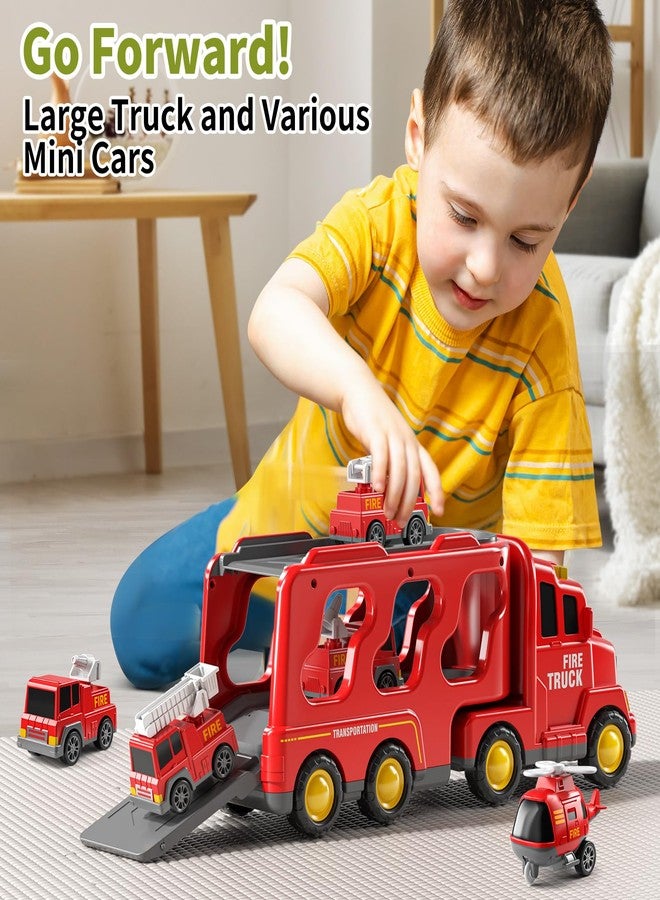 JUKUDAHU Truck Toys for 3 4 5 6 Years Old Boys, Toddler Car Toys for Toddler Boys Ages 3-5, Fire Toys Car Carrier Vehicle Toy Set, Kids Toys Truck Set for Age 3-9 - Image 3